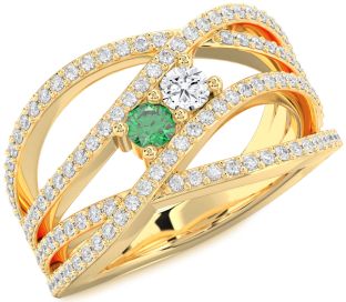 Diamond Gold Knot Round Two Stone Pave Promise Ring