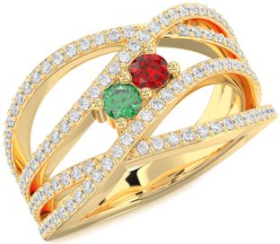 Diamond Gold Knot Round Two Stone Pave Promise Ring
