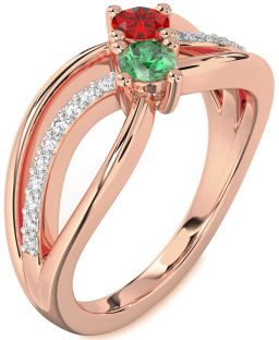 Diamond Rose Gold Knot Round Two Stone Promise Ring