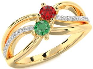 Diamond Gold Knot Round Two Stone Promise Ring