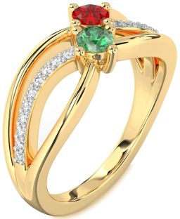 Diamond Gold Knot Round Two Stone Promise Ring