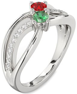 Diamond Platinum Knot Round Two Stone Promise Ring