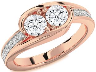 Diamond Rose Gold Round Two Stone Ring