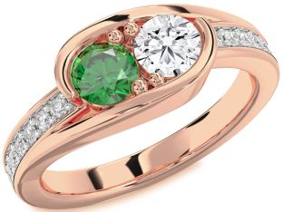 Diamond Rose Gold Round Two Stone Promise Ring