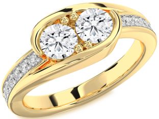Diamond Gold Round Two Stone Ring