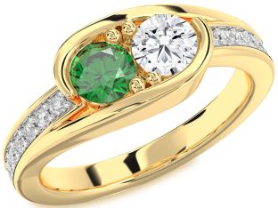 Diamond Gold Round Two Stone Promise Ring