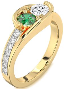 Diamond Gold Round Two Stone Promise Ring