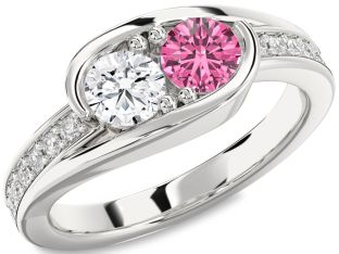 Diamond Silver Round Two Stone Promise Ring