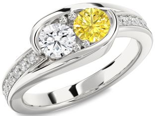 Diamond Silver Round Two Stone Promise Ring