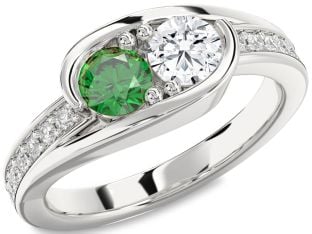 Diamond Silver Round Two Stone Promise Ring