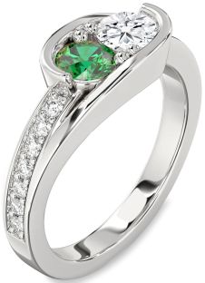 Diamond Platinum Round Two Stone Promise Ring