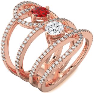 Diamond Rose Gold Knot Round Two Stone Pave Promise Ring