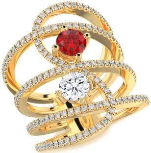 Diamond Gold Knot Round Two Stone Pave Promise Ring