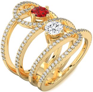 Diamond Gold Knot Round Two Stone Pave Promise Ring