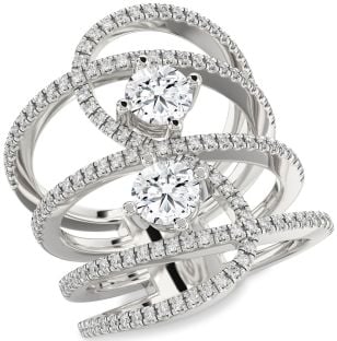 Diamond White Gold Knot Round Two Stone Ring