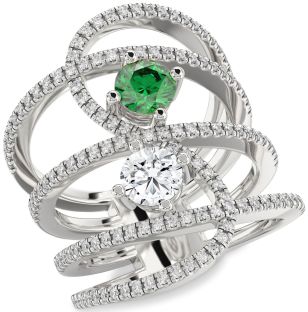 Diamond Platinum Knot Round Two Stone Pave Promise Ring