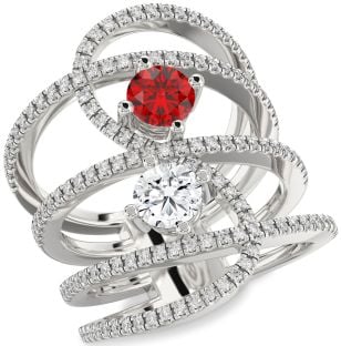 Diamond Silver Knot Round Two Stone Promise Ring
