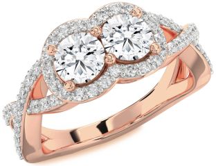Diamond Rose Gold Round Two Stone Ring