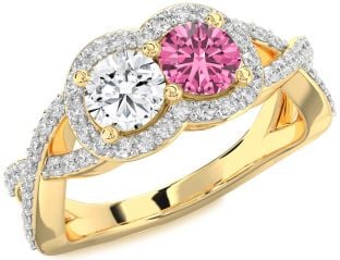 Diamond Gold Round Two Stone Pave Promise Ring