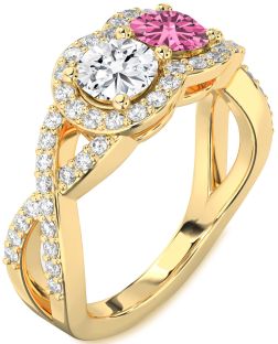 Diamond Gold Round Two Stone Pave Promise Ring