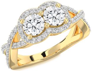 Diamond Gold Round Two Stone Ring