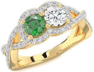 Diamond Gold Silver Round Two Stone Pave Promise Ring