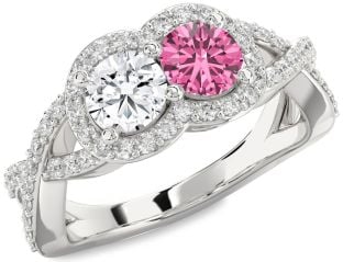 Diamond Silver Round Two Stone Promise Ring