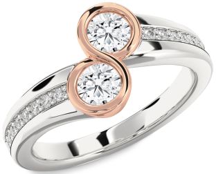 Diamond Platinum & Rose Gold Round Two Stone Ring