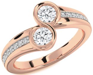 Diamond Rose Gold Round Two Stone Ring