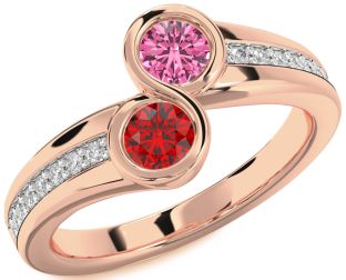 Diamond Rose Gold Round Two Stone Pave Promise Ring