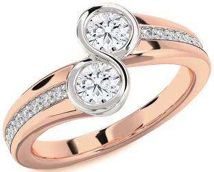 Diamond Platinum & Rose Gold Round Two Stone Ring