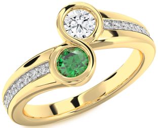 Diamond Gold Round Two Stone Pave Promise Ring