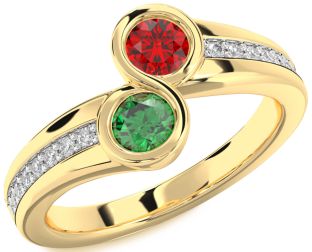 Diamond Gold Round Two Stone Pave Promise Ring