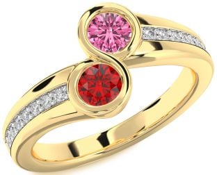 Diamond Gold Round Two Stone Pave Promise Ring