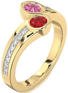 Diamond Gold Round Two Stone Pave Promise Ring