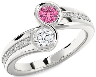 Diamond Silver Round Two Stone Pave Promise Ring
