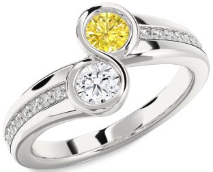 Diamond Silver Round Two Stone Pave Promise Ring