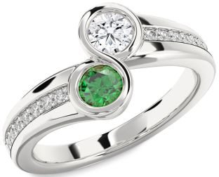 Diamond Silver Round Two Stone Pave Promise Ring