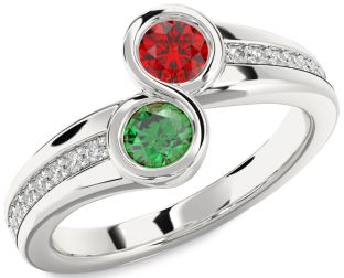 Diamond Silver Round Two Stone Pave Promise Ring