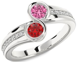 Diamond Silver Round Two Stone Promise Ring