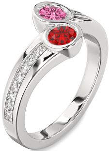 Diamond Platinum Round Two Stone Pave Promise Ring