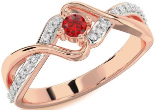 Diamond Ruby Rose Gold Round Promise Ring