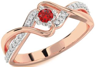 Diamond Ruby Platinum & Rose Gold Round Promise Ring