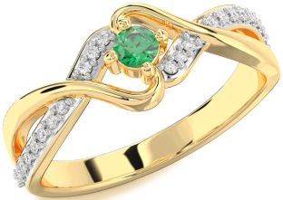 Diamond Emerald Gold Round Promise Ring