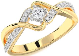 Diamond White Yellow Gold Round Promise Ring