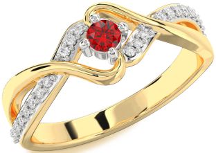 Diamond Ruby Platinum & Yellow Gold Round Promise Ring
