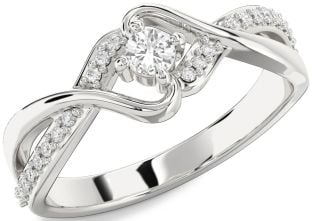 Diamond White Sapphire Silver Round Promise Ring