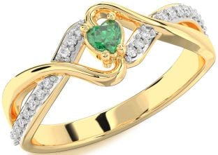 Diamond Emerald Gold Heart Promise Ring