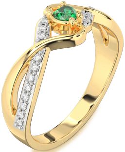 Diamond Emerald Gold Heart Promise Ring