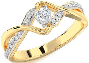 Diamond Platinum & Yellow Gold Heart Promise Ring
